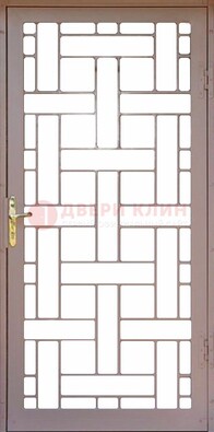 Коричневая металлическая решетчатая дверь для дома ДР-47 Кириши