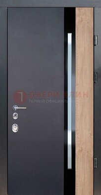 Черная металлическая дверь МДФ со стеклом ДС-14 Кириши