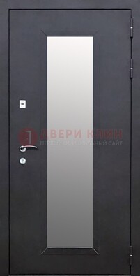 Черная стальная дверь порошок со стеклом ДС-33 Кириши