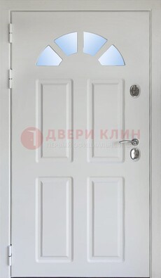 Белая стальная дверь МДФ со стеклом для дома ДС-37 Кириши