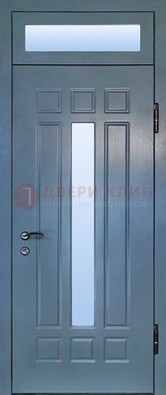 Серая металлическая дверь со стеклом ДС-70 Кириши