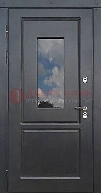 Чёрная металлическая дверь со стеклом ДС-77 Кириши