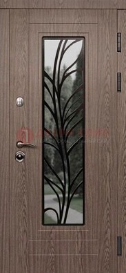 Металлическая дверь со стеклом и ковкой в стиле модерн ДСК-106 Кириши