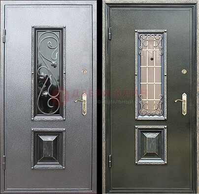 Звукоизоляционная металлическая дверь со стеклом и ковкой ДСК-12 Кириши