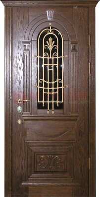 Железная дверь со стеклом и ковкой в классическом стиле ДСК-23 Кириши