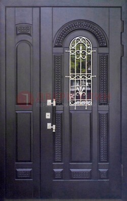 Входная дверь Винорит со стеклом и ковкой с узором ДСК-270 Кириши