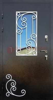 Входная дверь Порошок со стеклом и ковкой ДСК-278 в Красноармейске