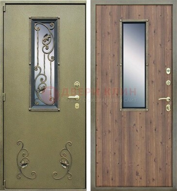 Офисная железная дверь со стеклом и ковкой ДСК-44 Кириши