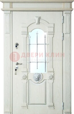 Герметичная входная дверь со стеклом и ковкой с украшением ДСК-64 Кириши