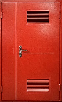 Красная железная техническая дверь с вентиляционными решетками ДТ-4 Кириши