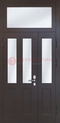Черная тамбурная дверь со стеклянными вставками ДТМ-38 Кириши