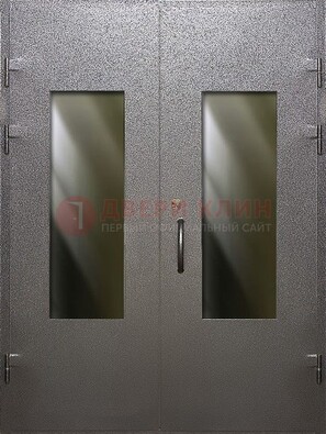 Серая тамбурная дверь со стеклянными вставками ДТМ-8 Кириши