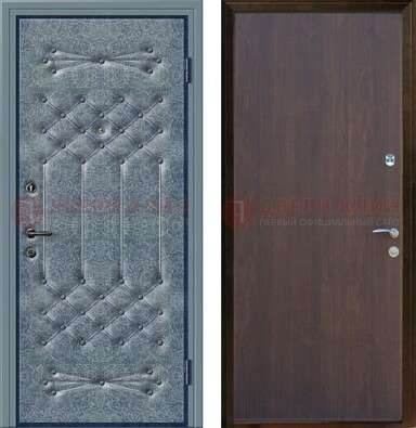 Серая металлическая дверь с винилискожей ДВ-35 Кириши