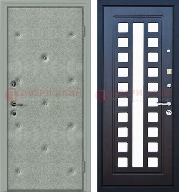 Серая железная дверь с винилискожей ДВ-40 Кириши