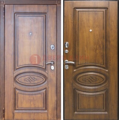 Коричневая металлическая дверь с виноритом ДВТ-10 Кириши