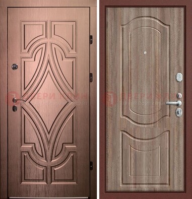 Стальная коричневая дверь с узором и виноритом ДВТ-130 Кириши
