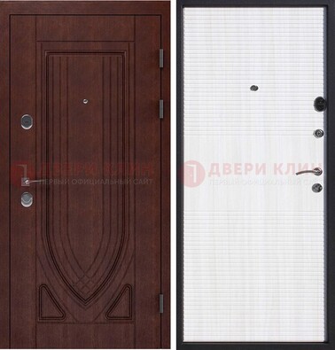 Уличная темная филенчатая дверь с виноритом и МДФ Белый ясень ДВТ-141 Кириши