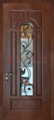 Железная дверь в цвете Итальянский орех с виноритом и МДФ Беленый дуб ДВТ-158 Кириши