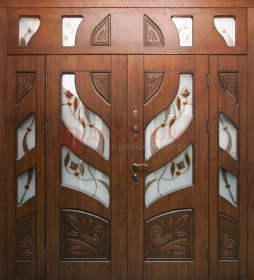 Элитная двухстворчатая дверь с витражным стеклом ДВТ-173 Кириши