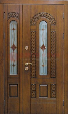 Темная стальная дверь с виноритом и стеклом ДВТ-179 Кириши