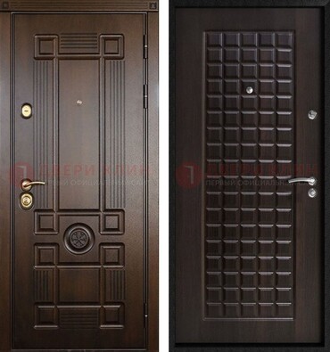 Коричневая стальная дверь с виноритом ДВТ-210 Кириши