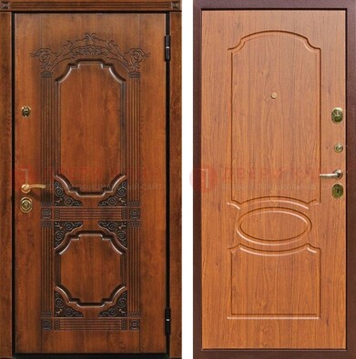 Коричневая уличная дверь с виноритом и узором ДВТ-220 Кириши