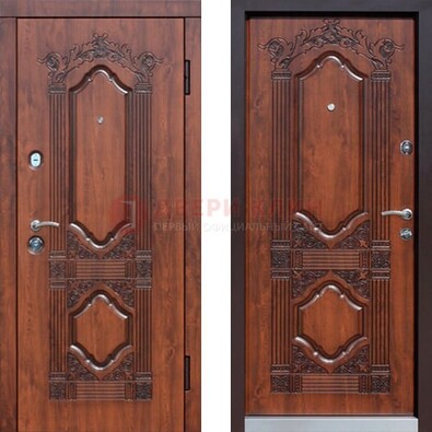 Металлическая дверь с виноритом с фигурной резьбой ДВТ-22 Кириши