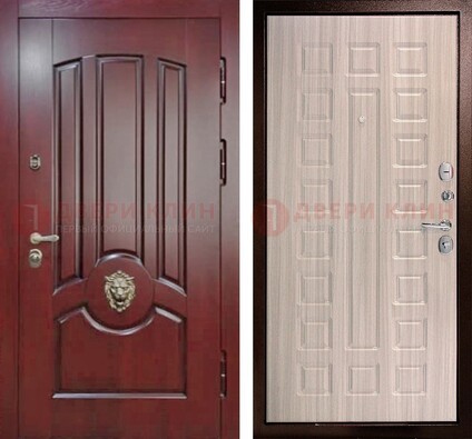 Темно-красная входная дверь с виноритом ДВТ-234 Кириши