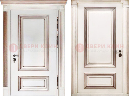 Белая металическая дверь с виноритом для дома ДВТ-239 Кириши