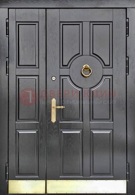 Черная металическая дверь с виноритом для дома ДВТ-241 Кириши