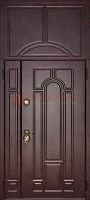 Коричневая железная дверь с виноритом и верхней фрамугой ДВТ-243 Кириши