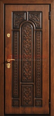 Коричневая металлическая дверь с виноритом ДВТ-30 Кириши