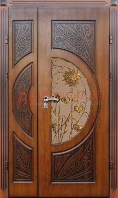 Коричневая дверь с виноритом и терморазрывом МДФ Шоколад ДВТ-78 Кириши