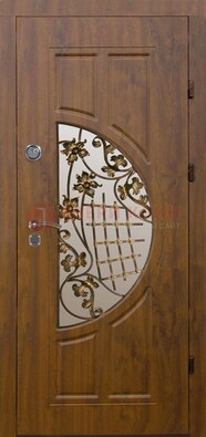 Стальная филенчатая дверь с виноритом ковкой и стеклом ДВТ-84 в Кубинке