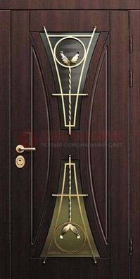 Железная темная дверь с виноритом и МДФ Беленый дуб ДВТ-92 Кириши