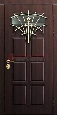 Уличная коричневая дверь с виноритом и Белой панелью ДВТ-94 Кириши