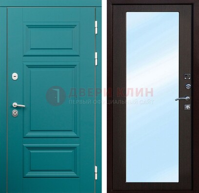 Входная дверь терморазрыв Итальянский орех c виноритом и МДФ с зеркалом ДЗ-122 Кириши