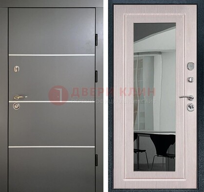 Черная металлическая дверь с зеркалом ДЗ-12 Кириши