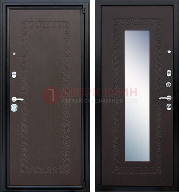 Темная стальная дверь с зеркалом ДЗ-20 Кириши