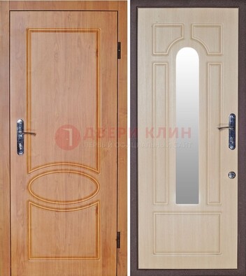 Светлая железная дверь с зеркалом ДЗ-24 Кириши