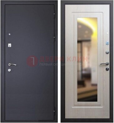 Черная металлическая дверь с зеркалом ДЗ-26 в Химках