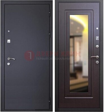 Черная железная дверь с зеркалом ДЗ-30 Кириши