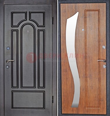 Темная железная дверь с зеркалом ДЗ-35 Кириши