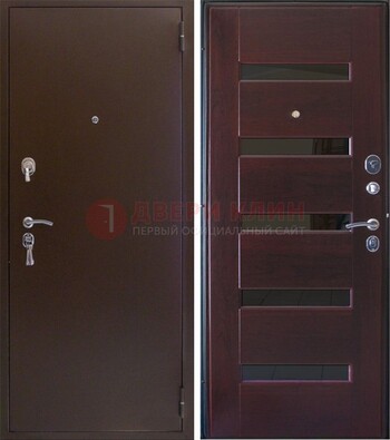 Темная железная дверь с зеркалом ДЗ-42 Кириши