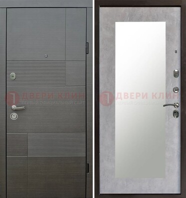Темная входная дверь с МДФ панелью Венге и зеркалом внутри ДЗ-51 Кириши