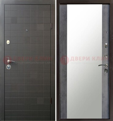 Темная железная филенчатая дверь с зеркалом ДЗ-53 Кириши