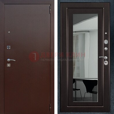 Металлическая дверь с порошковым напылением с МДФ и зеркалом ДЗ-61 Кириши