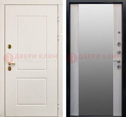 Белая стальная дверь с большим зеркалом ДЗ-73 Кириши