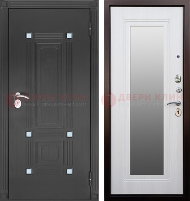 Стальная белая уличная дверь с МДФ Венге и зеркалом ДЗ-76 Кириши