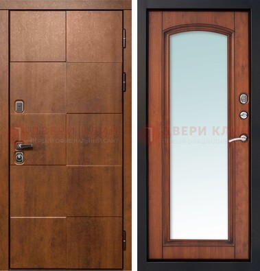 Белая филенчатая дверь с фрезерованной МДФ и зеркалом ДЗ-81 Кириши